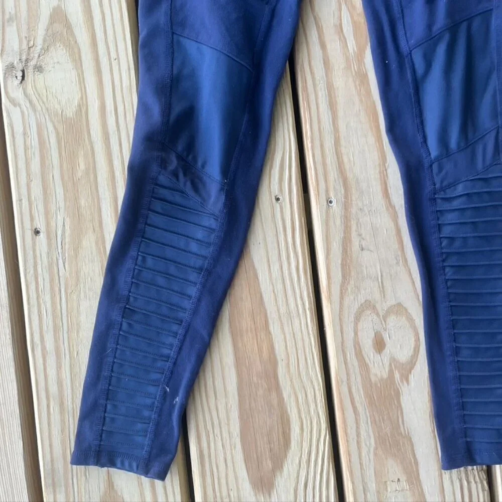 Alo Yoga Ribbed Mesh Leggings Tights Sz Small Navy Blue